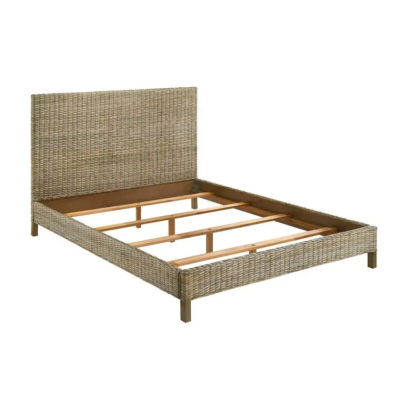 Grey Rattan Panel Bed – Queen / King / California King, Sleeps 2