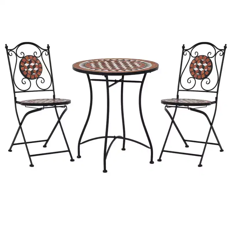 vidaXL Mosaic Bistro Set Terracotta Powder-coated iron, ceramic tile