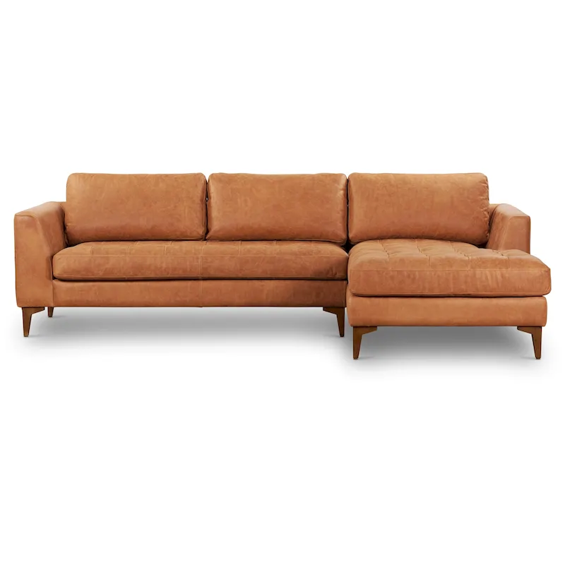 Right-Facing Sectional Sofa – Italian Leather, Multiple Colors & Leg Styles, Seats 3–4