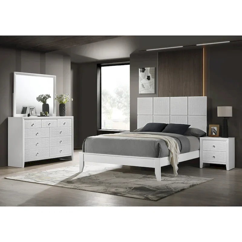 Sim 4 Piece White Panel Bedroom Set