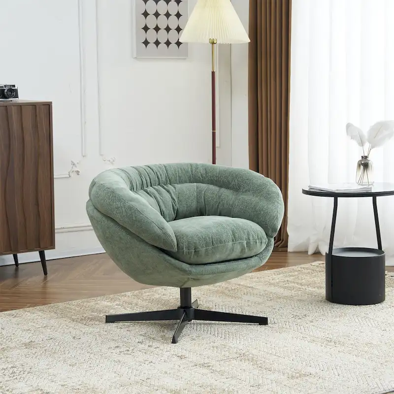 Chenille Upholstered Swivel Club Chair