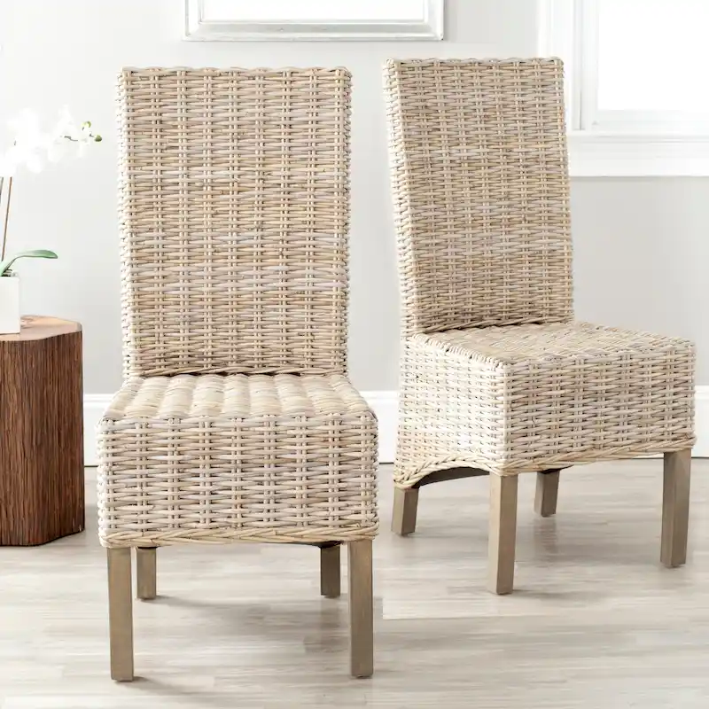 SAFAVIEH Candy Natural Wicker Dining Chair (Set of 2) - 19 W x 22 D x 41 H - 19Wx22Dx41H