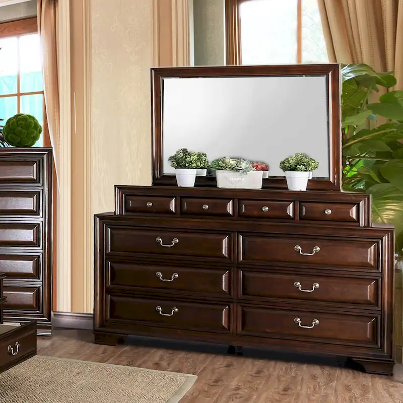 Oslo Traditional 2-piece 10-Drawer Dresser and Mirror Set by Furniture of America