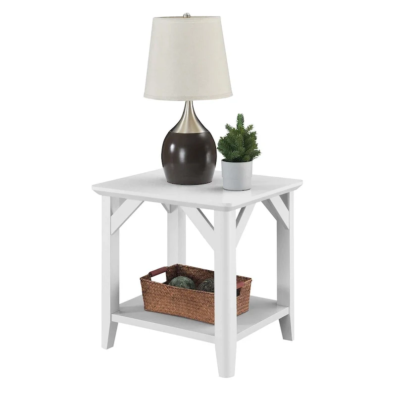 Rustic Wood Grain End Table with Shelf