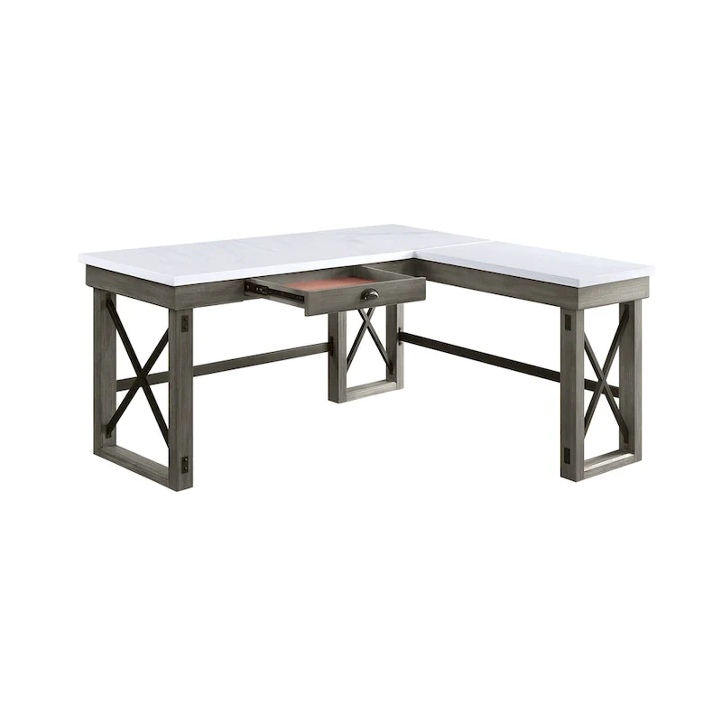 Talmar Marble Top Weathered Gray Finish Writing Desk with Lift Top