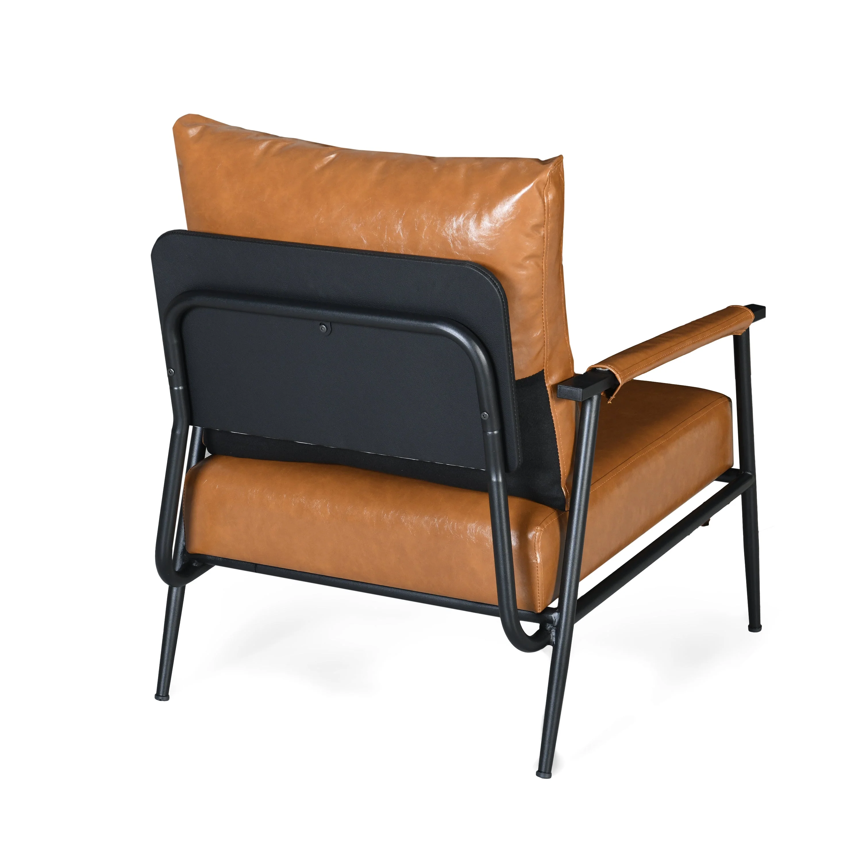 Mid-Century Modern Faux Leather Accent Chair, Brown