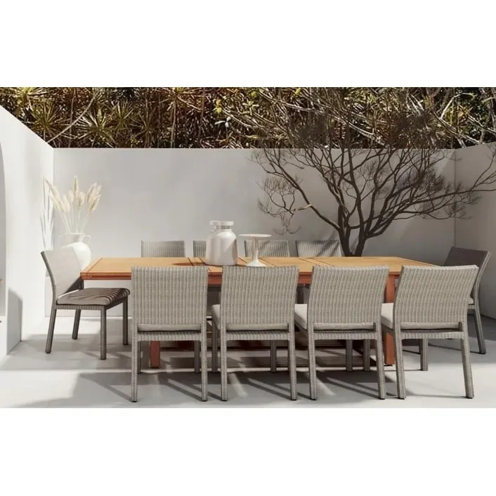 LifestyleGarden 11pc FSC Wood Outdoor Patio Extendable Dining Set