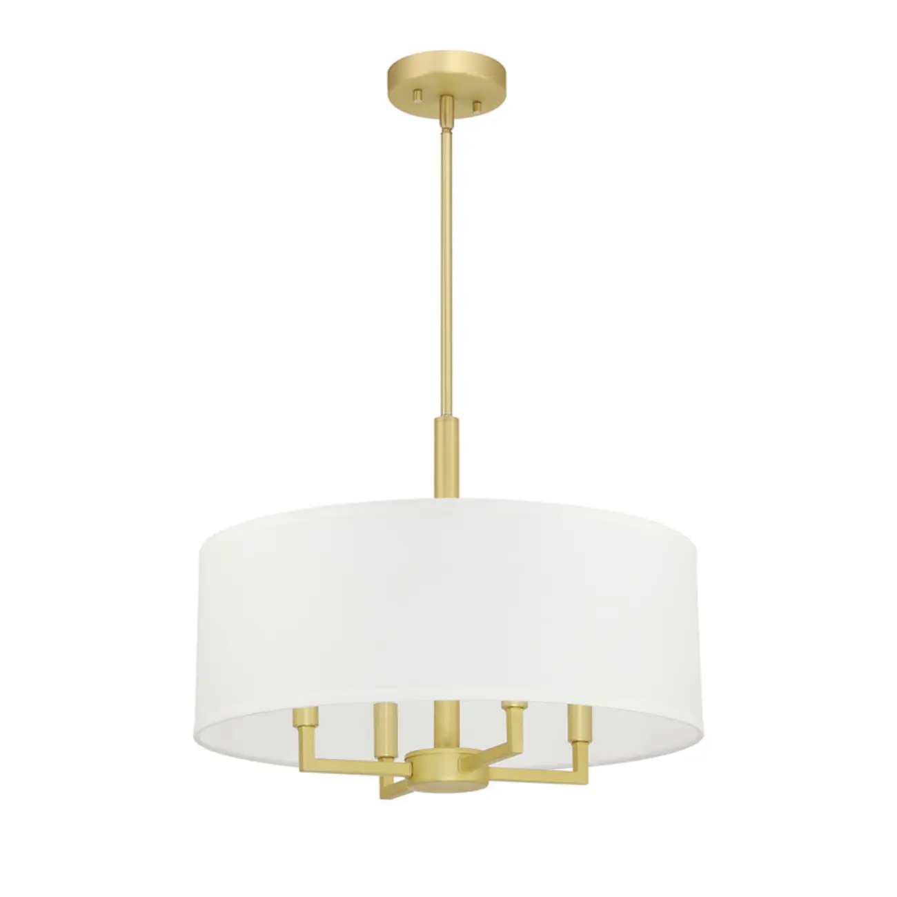 Modern Fabric Drum Chandeliers with Elegant Gold Finish