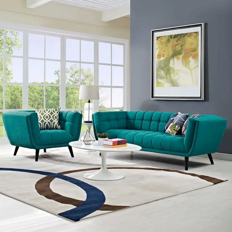 2-Piece Upholstered Fabric Sofa and Armchair Set