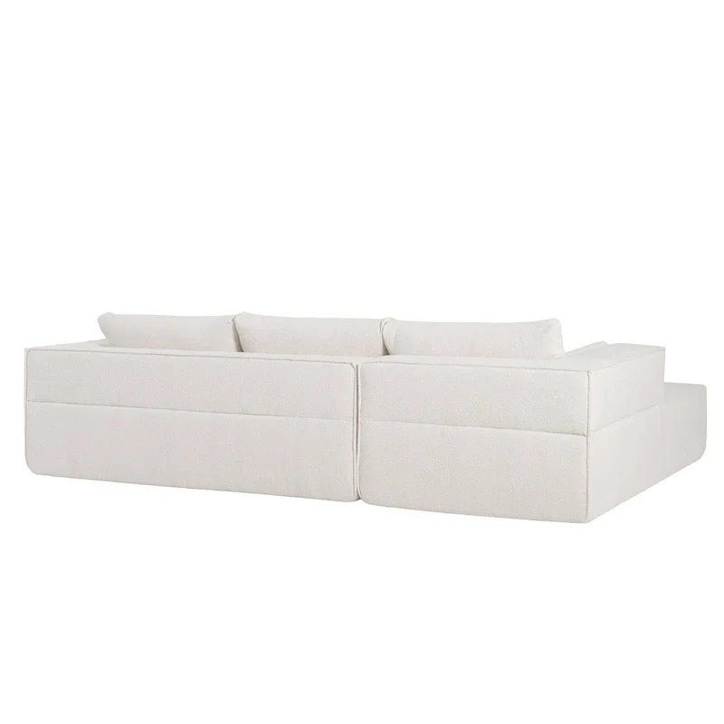 112 Boucle Modular Sectional Sofa with Free Side Table, Wide Seat Design and No Assembly Required