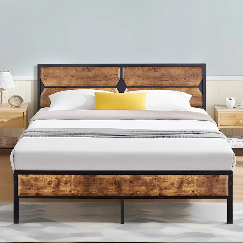 Twin/Full/Queen Platform Bed Frame with Wooden Headboard