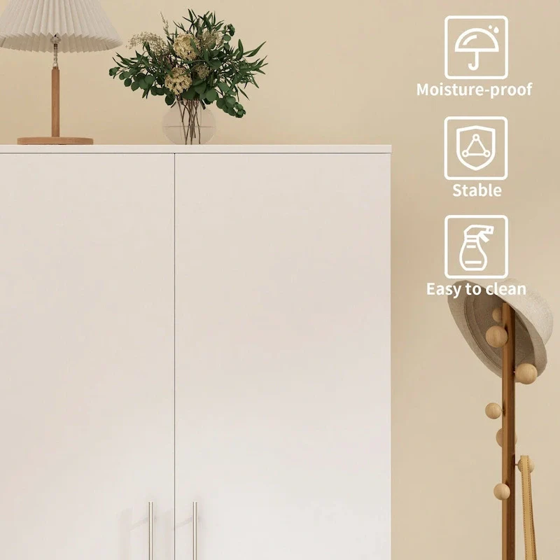 31.5W x 66.9H Wardrobe Armoire Cloest with Drawer In Black,White