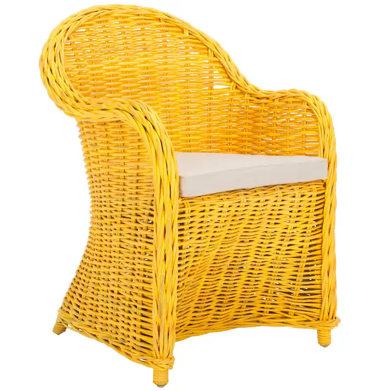 SAFAVIEH Sinja Yellow Rattan Club Chair - 24 x 26 x 35 - 24Wx26Dx35H