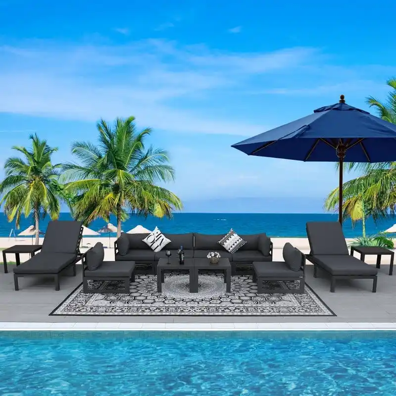 FINCATI 12 PCS Outdoor Aluminum Furniture Sectional Sofa Set with Coffee Table