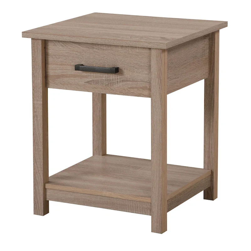 Wooden Nightstand with Drawer and Shelf