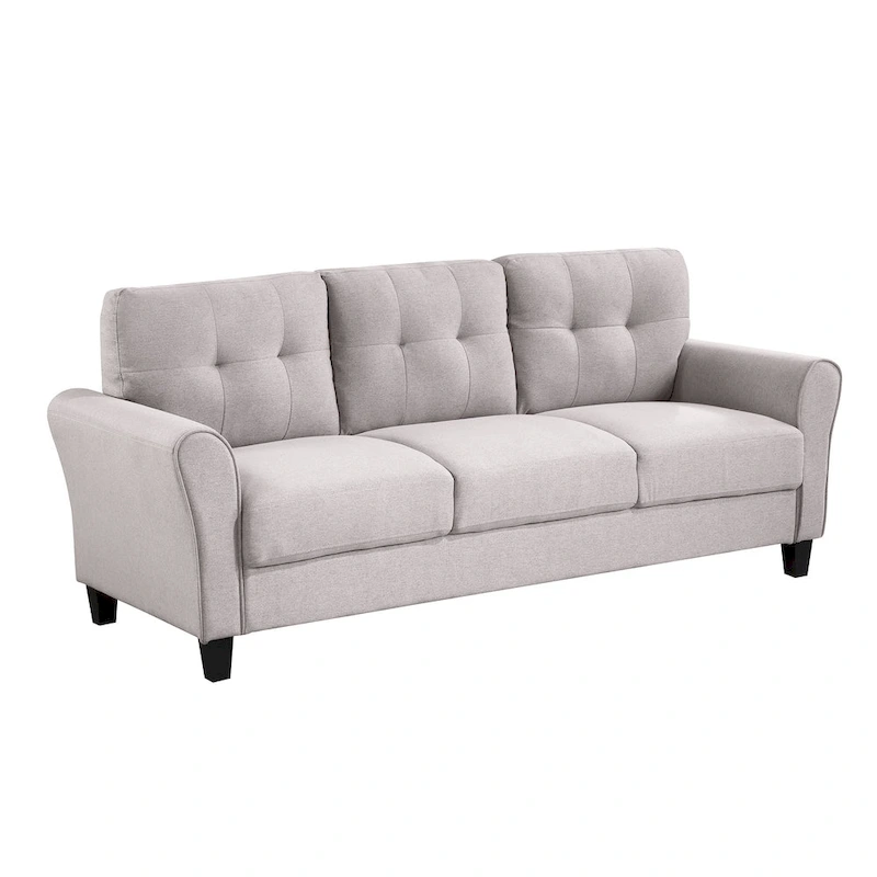 Grey Linen Upholstered Couch Sofa - 30.00 x 79.90 x 34.50