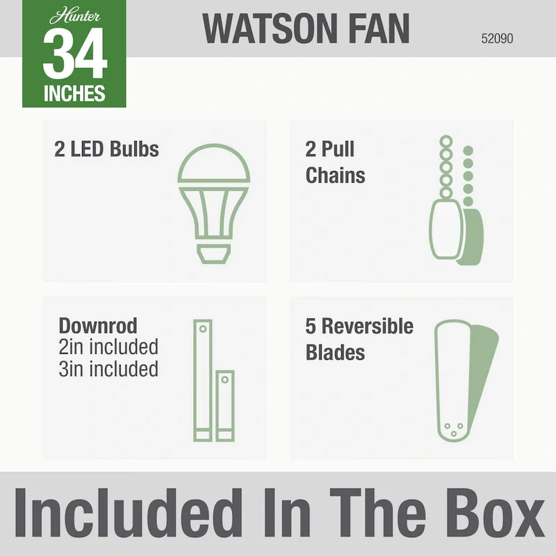 Hunter Fan 34  Watson - White