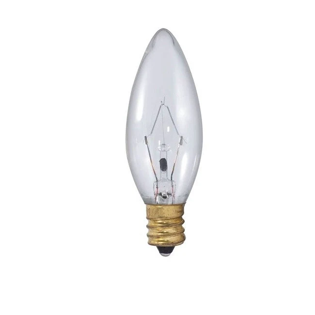 Bulbrite Pack of (50) 5 Watt Dimmable Clear B8 Incandescent Light Bulbs with Candelabra (E12) Base, 2700K Warm White Light