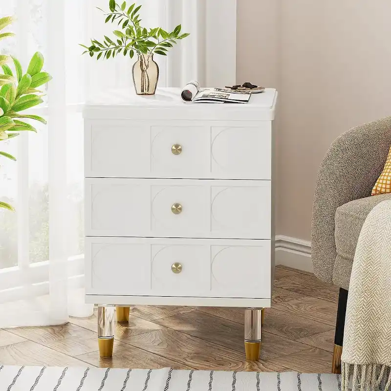 Nightstand Bedside Table with 3 Drawers