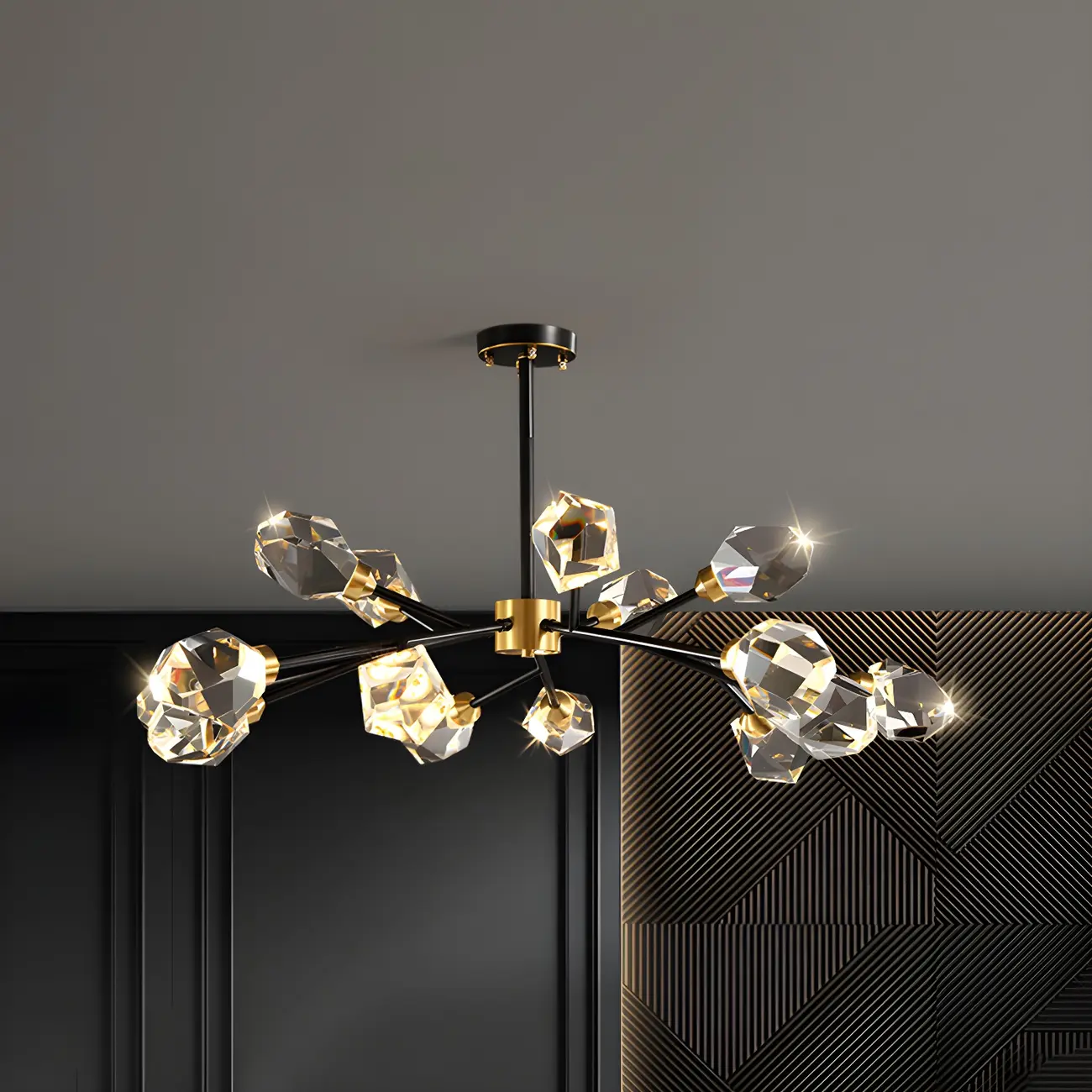 Modern Gold Sputnik Chandelier Crystal Shade