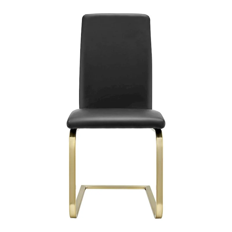 Dining Chair in Black with Matte Brushed Gold Legs