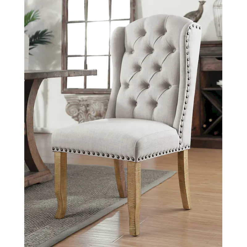 Tufted Farmhouse Wingback Dining Chairs