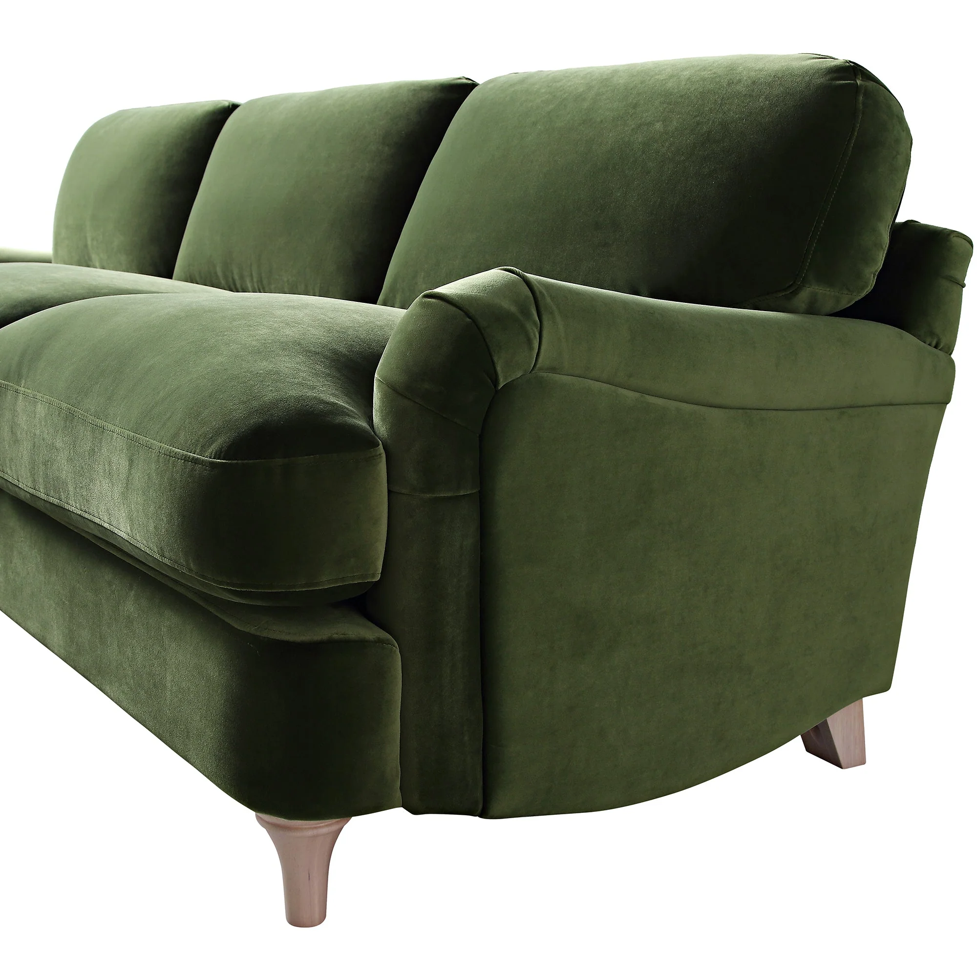 Fern Green Velvet Sofa, Grande Chaise Sofa Left Hand Facing
