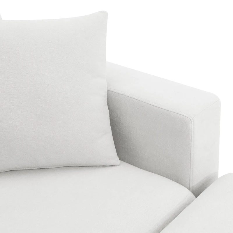 L-shaped Polyester Fabric Couch Modern Sectional Sofa with Ottoman