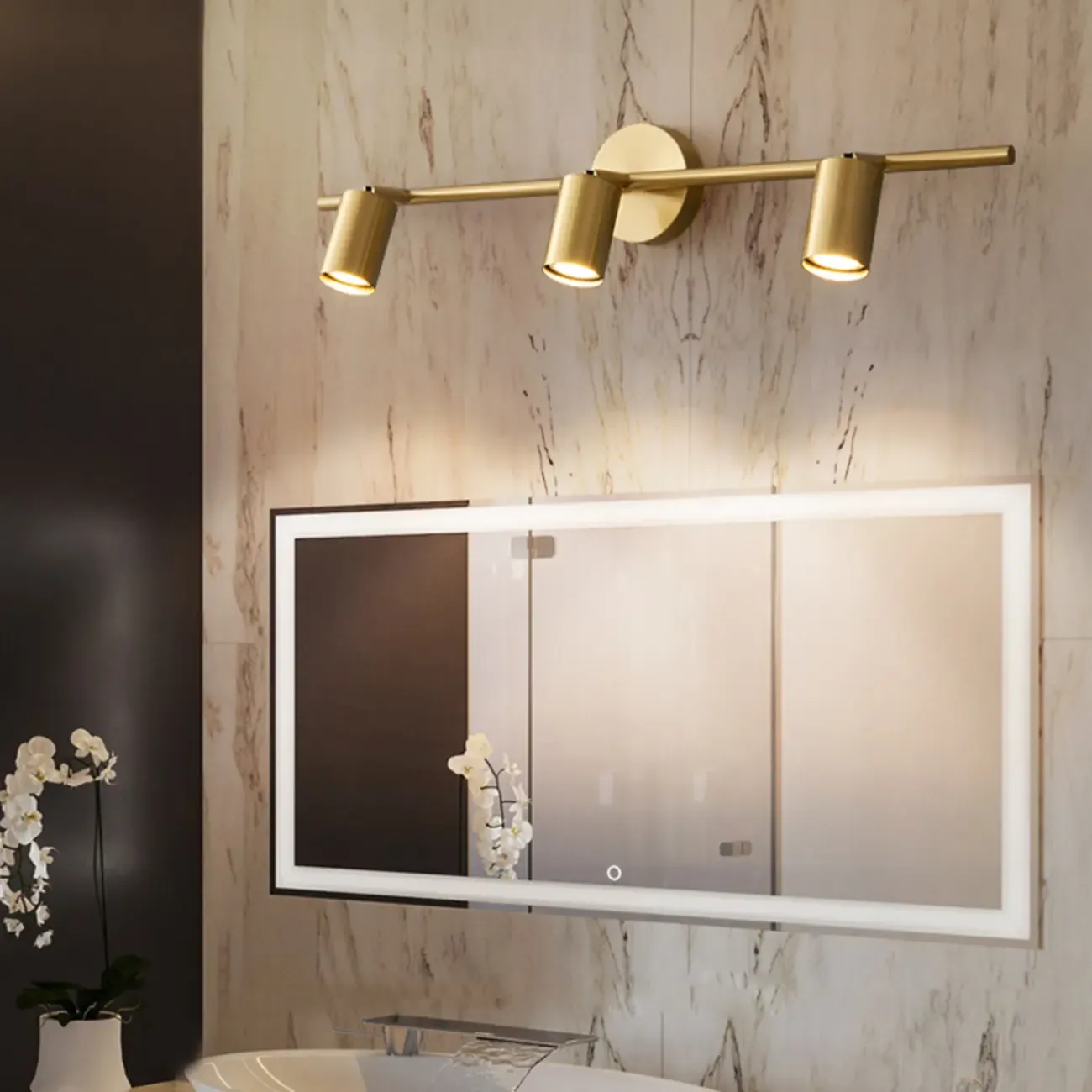 Modern Metal Vanity Light for Bathroom with Copper Shade
