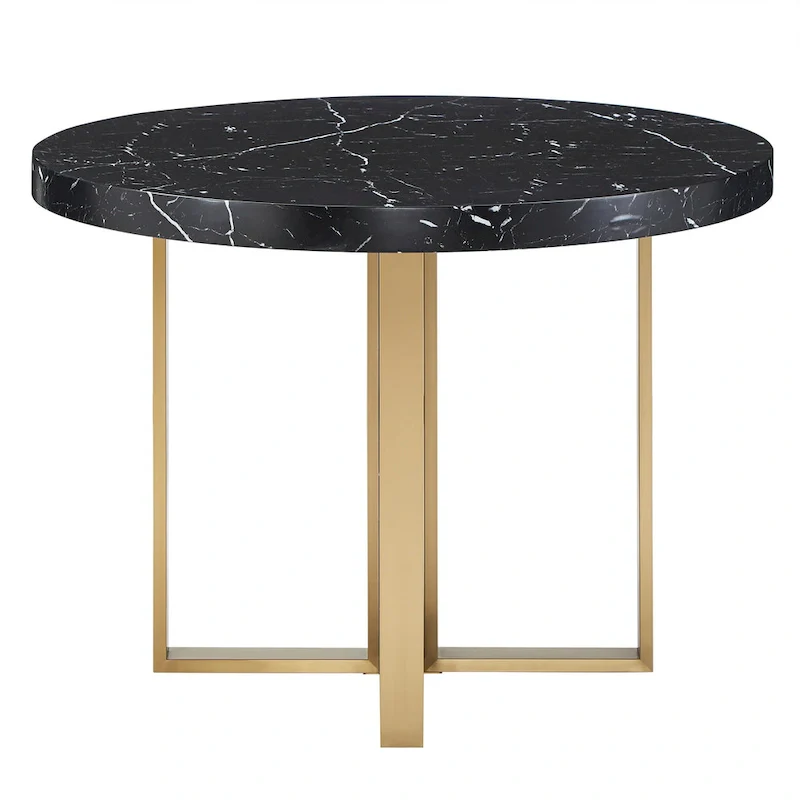 Saki 43 Wide Faux Marble Round Dining Table Set by iNSPIRE Q Modern