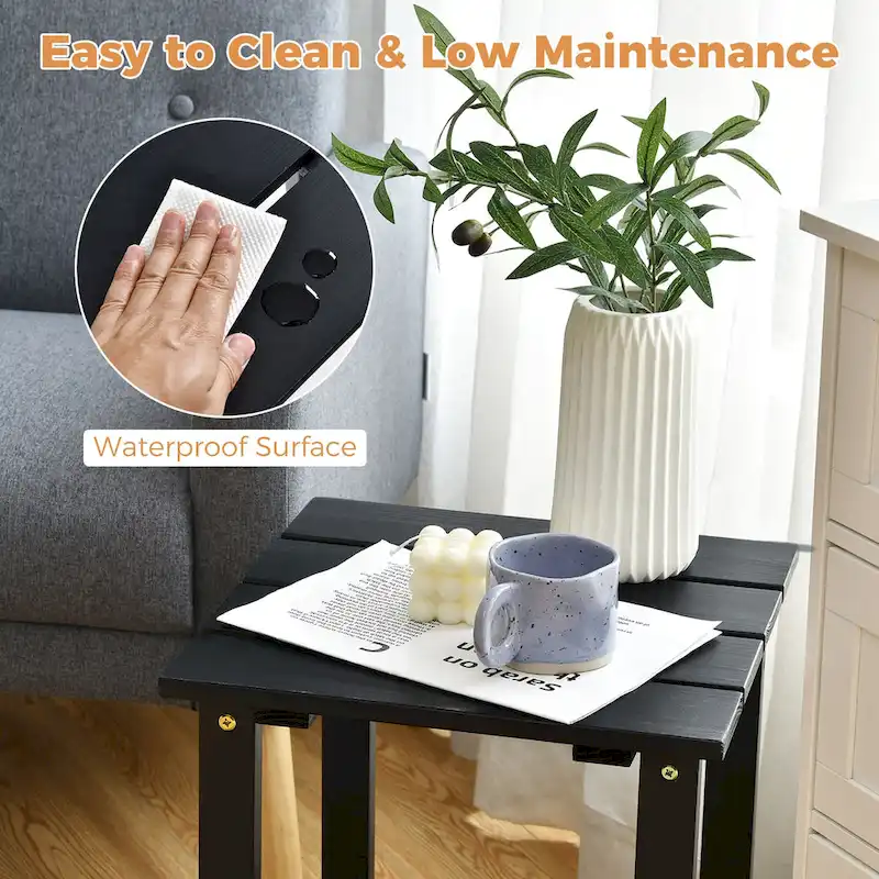 Costway Patio 15 End Side Coffee Table Square Wooden Slat Garden Deck - See details