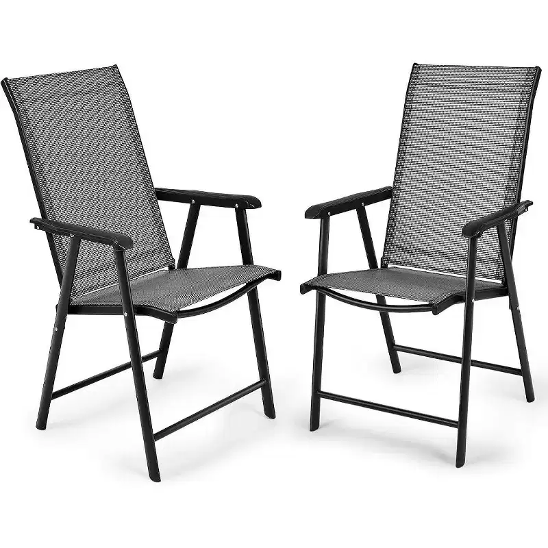 Gymax 2PC/4PC/6PC Portable Folding Outdoor Chairs with Armrests for Patio Camping Deck Garden Pool and Beach Use