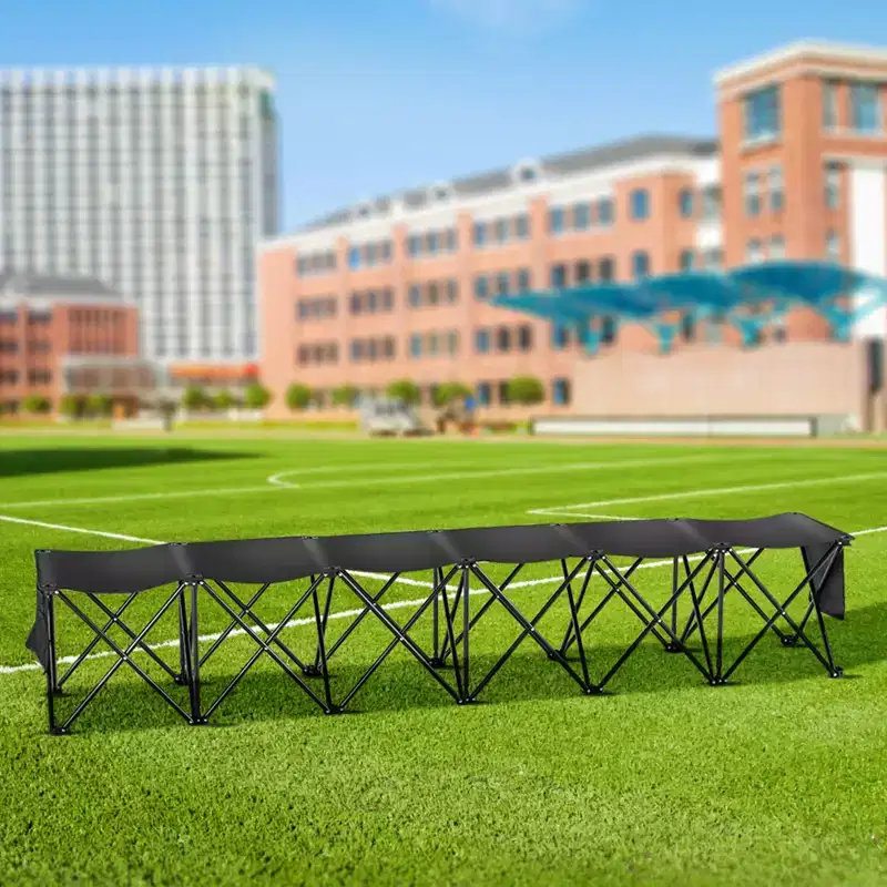 VEVOR Portable Folding Bench, 6 Seats Foldable Sideline Bench, Outdoor Camping Bench Chairs with Carry Bag, Team Sport Sideline Bench for Football