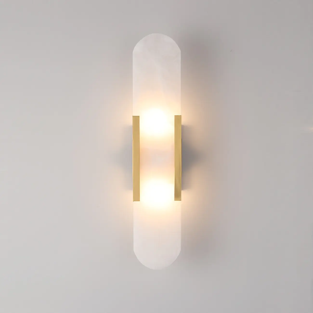Modern Brass Oval Wall Light with Stone Chalk Shade