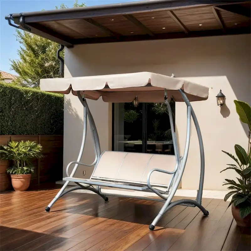 Outdoor Porch Swing Chair,Patio Swing Glider with Adjustable Canopy