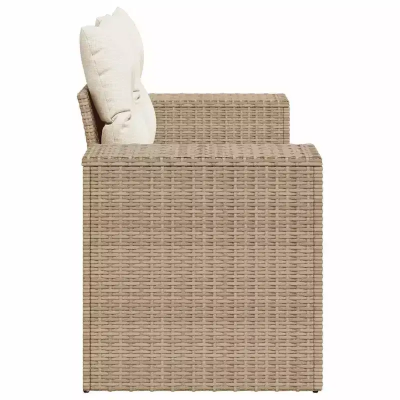 vidaXL Garden Sofa Beige Poly Rattan 2-Seater Adjustable Legs