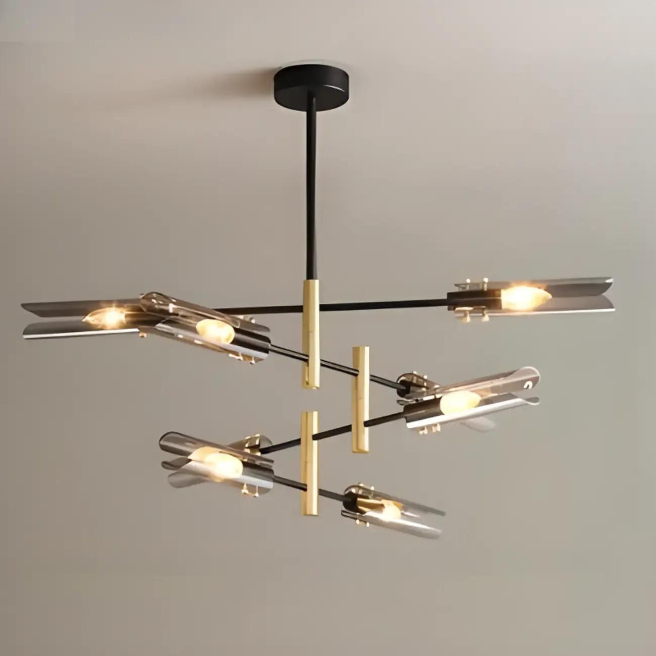 Modern Industrial Linear Chandelier with Adjustable Height