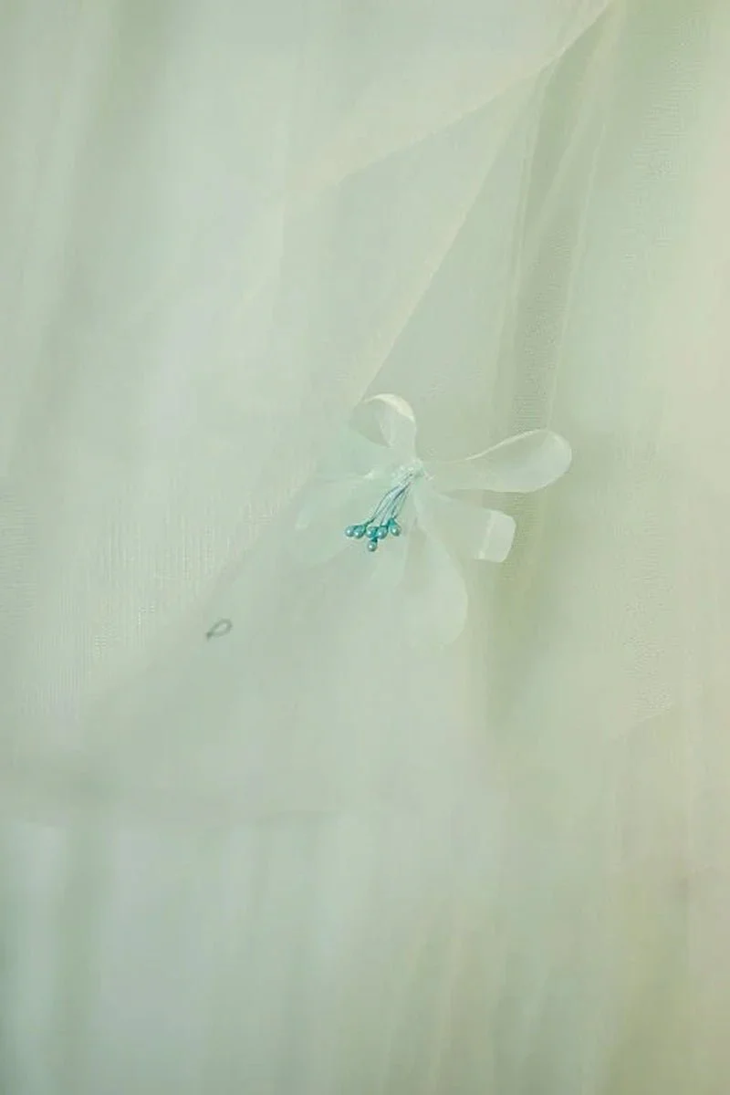 Elegant 3D Flowery Sage Green Tulle Fairy Ball Gown