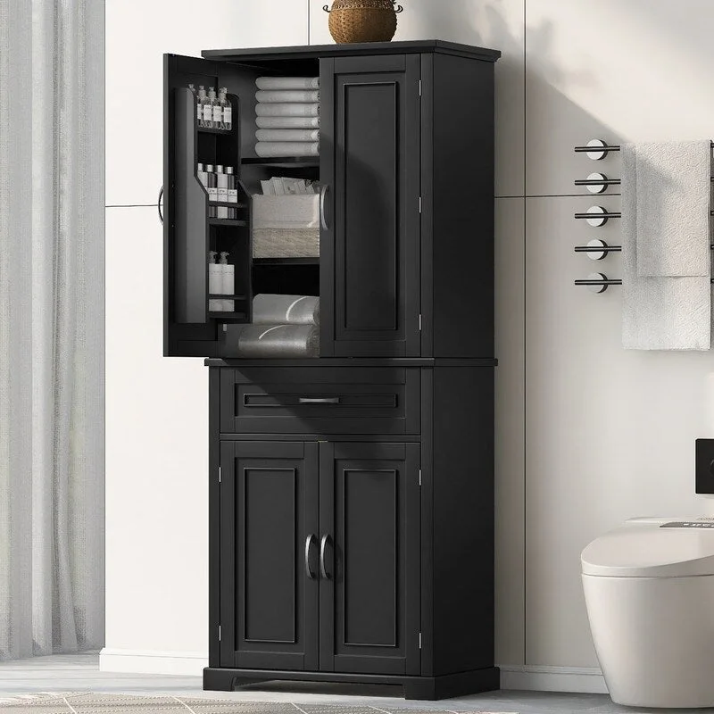 Bathroom Storage Cabinet with Doors and Drawer, Adjustable Shelf