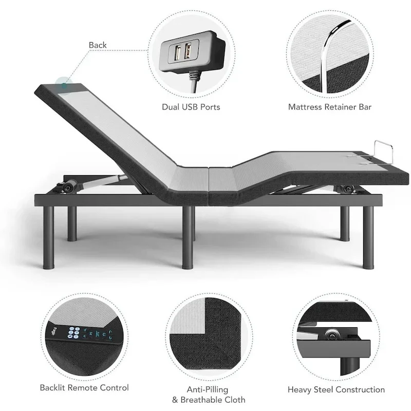 Massaging Zero Gravity Adjustable Bed with Wireless Remote