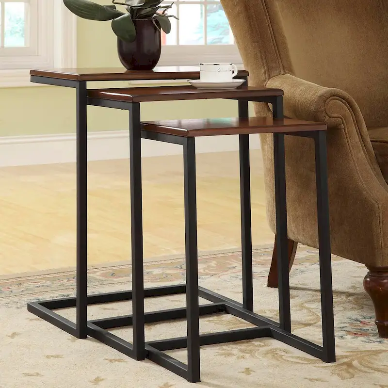 Black Metal Side Table with Slide-Under Base