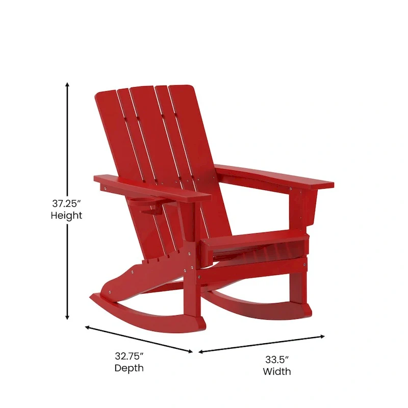 All-Weather Rocking Adirondack Chair with Swiveling Cupholder