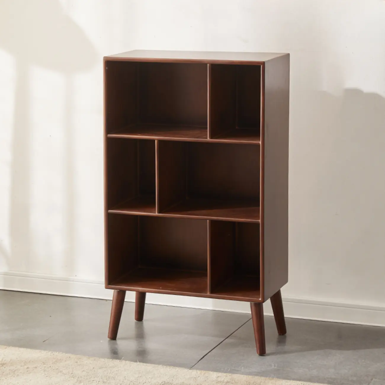 Contemporary Wood Brown Closed Back Vertical Bookcase