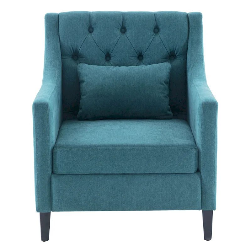 HUIMO Arm Chair Comfy Club Chair with Pillow Beige/ Dark Teal/ Blue