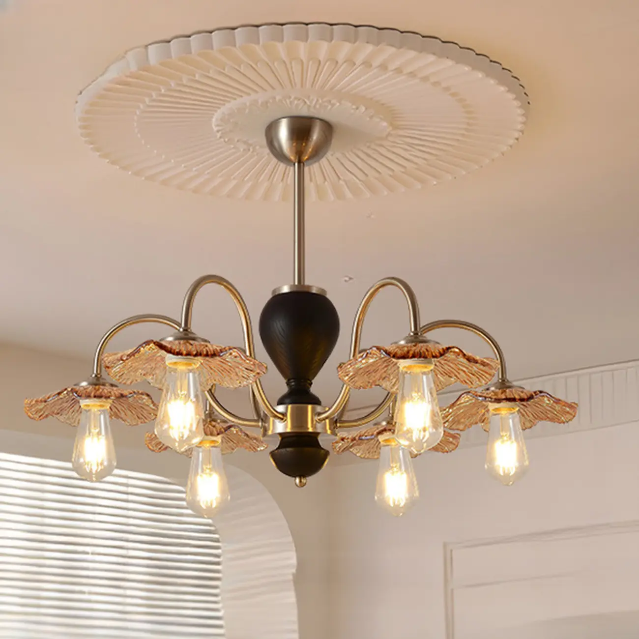 Retro Geometric 6/8 Lights Glass Chandelier in Chrome