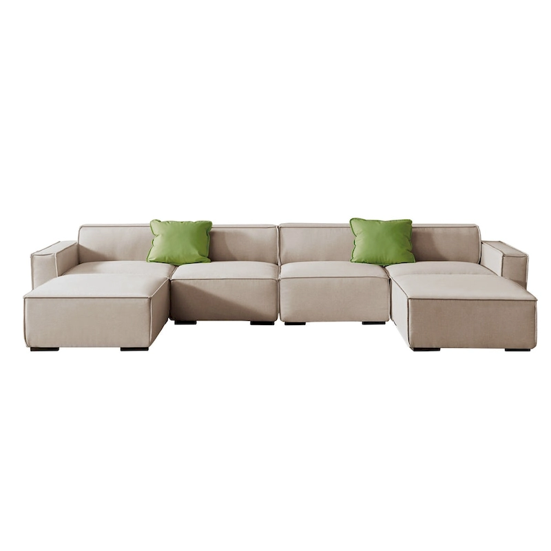 Modular Sectional Fabric Sofa (Beige)