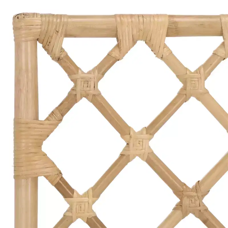 Rattan Dining Chair with Removable Cream Cushion, Natural Finish, Armless — 2-Pack