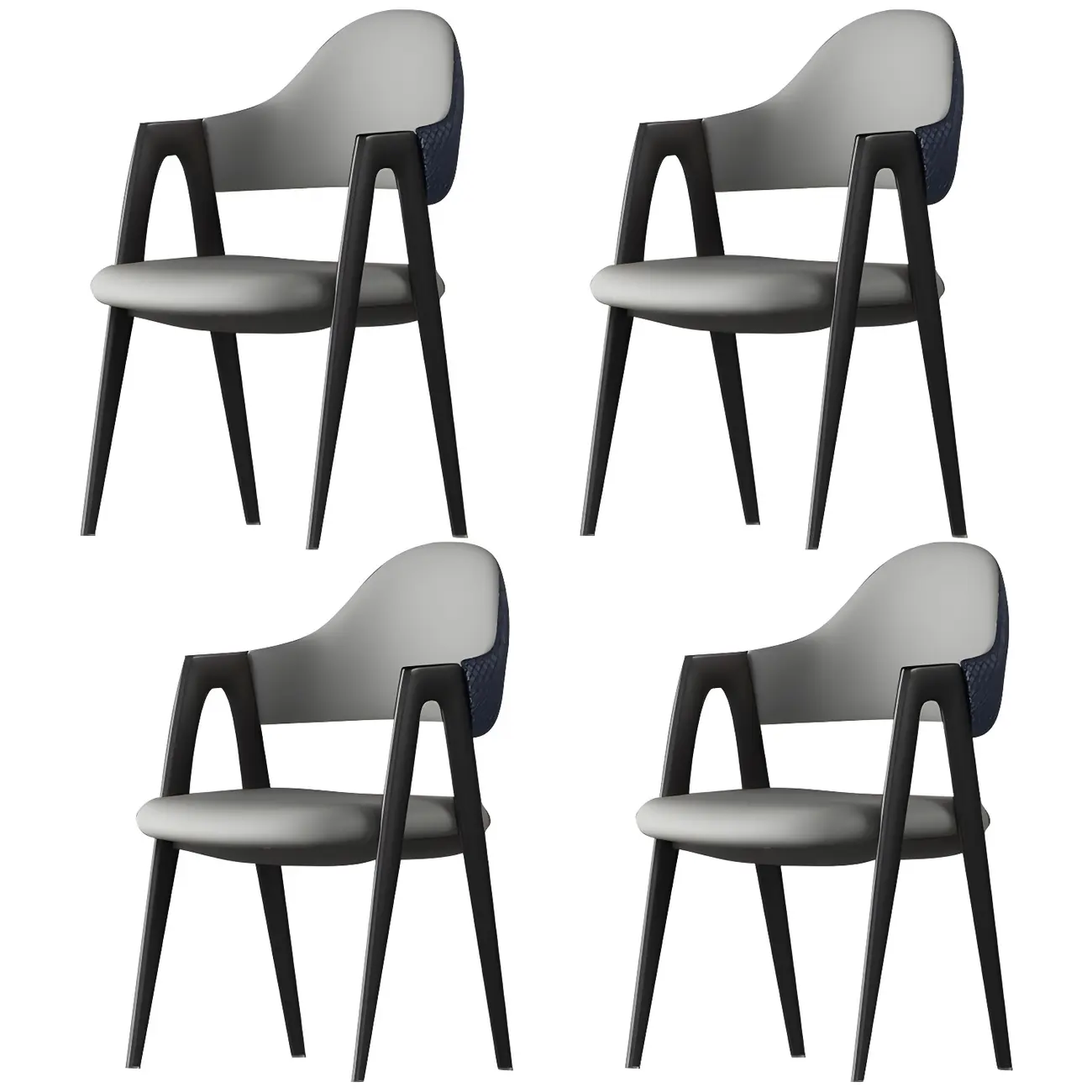Modern Leather Curved Open Back Arm Dining Chair