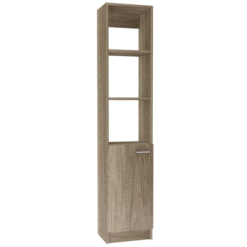 TUHOME Malaga Linen Cabinet with 3 Open Shelves, 2 Inner Shelves and Door