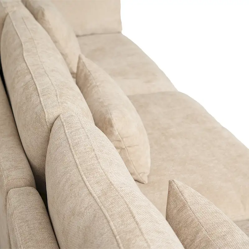 Classic Modern Linen Sectional Modular Sofa 3-Seater with 2 Ottomans, U-shaped Down Filled Cloud Couch with Cushions